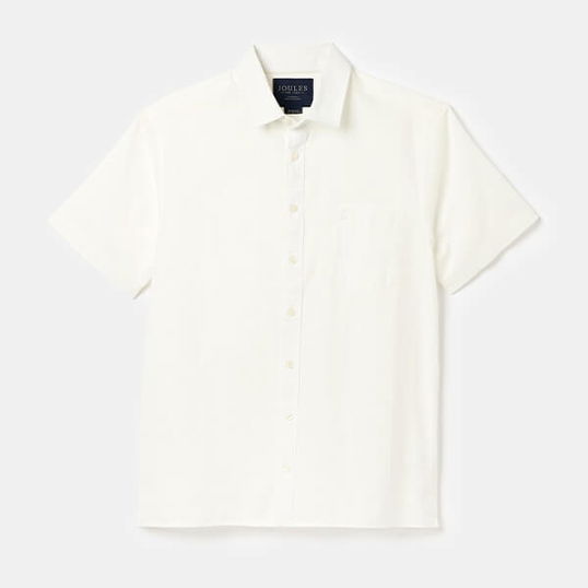 Joules Mens White Short Sleeve Linen Shirt