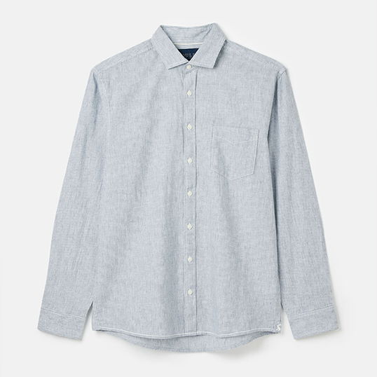 Joules Mens Blue Stripe Long Sleeve Linen Stripe Shirt
