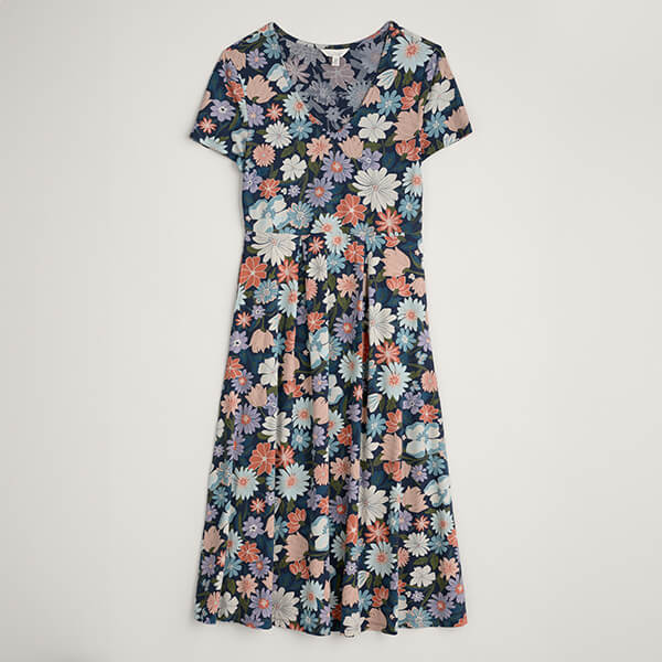 Seasalt Short Sleeve Helena Dress Flowering Blooms Maritime