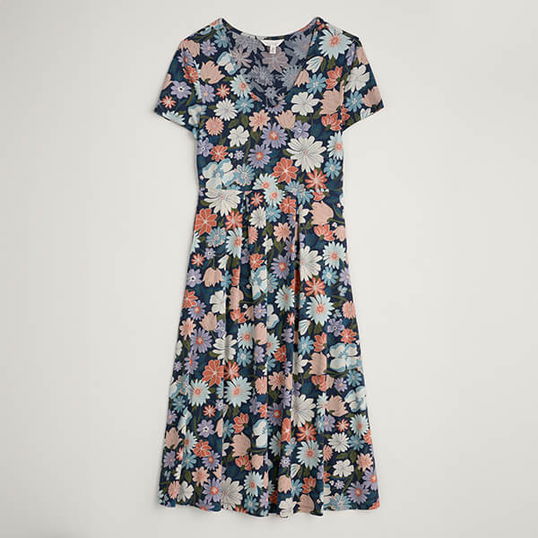 Seasalt Short Sleeve Helena Dress Flowering Blooms Maritime
