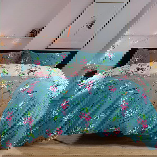 Deyongs Bird Garden Double Duvet Set Teal