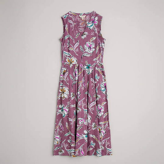 Seasalt Shelter Bay Dress Linework Floral Heather