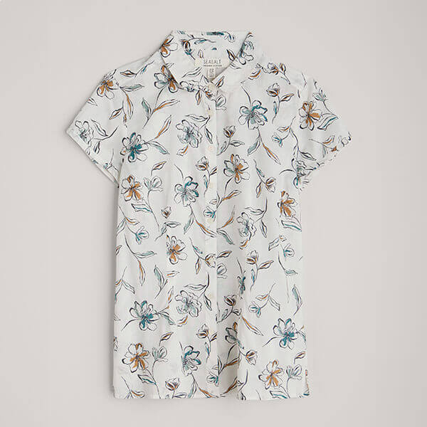 Seasalt Rushmaker Shirt Linework Floral Chalk