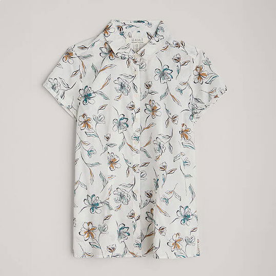 Seasalt Rushmaker Shirt Linework Floral Chalk