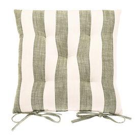 Walton & Co Olive Wide Stripe Seat Pad with Ties