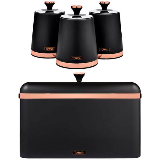 Tower Cavaletto Black 4 Piece Kitchen Storage Set