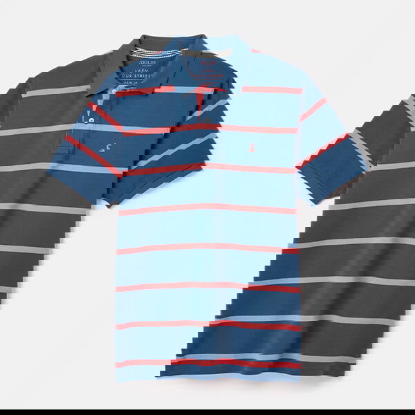 Joules Mens Blue Pink Stripe Filbert Polo Shirt