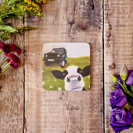 Lucy's Farm Defender Moo Melamine Coaster