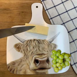 Lucy's Farm Hairy Moo Cow Design Large Chopping Board