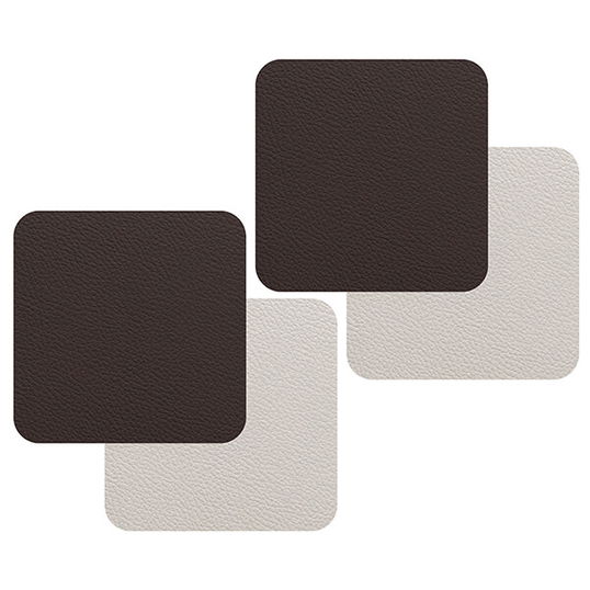 iStyle Chocolate and White Flexi Set of 4 Faux Leather Coasters