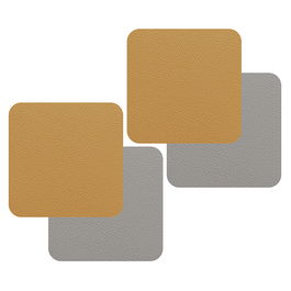 iStyle Mustard and Grey Flexi Set of 4 Faux Leather Coasters