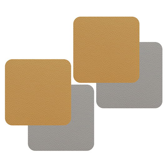 iStyle Mustard and Grey Flexi Set of 4 Faux Leather Coasters