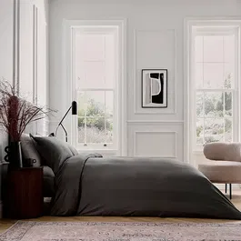 Bedeck of Belfast Fine Linens Serra Dobby Stripe Cover Set King Size Charcoal
