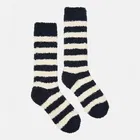 Joules Navy Stripe Fluffy Socks Size 4-8