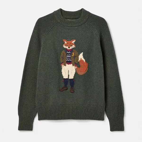 Joules Dark Green Jonty Intarsia Knit Jumper
