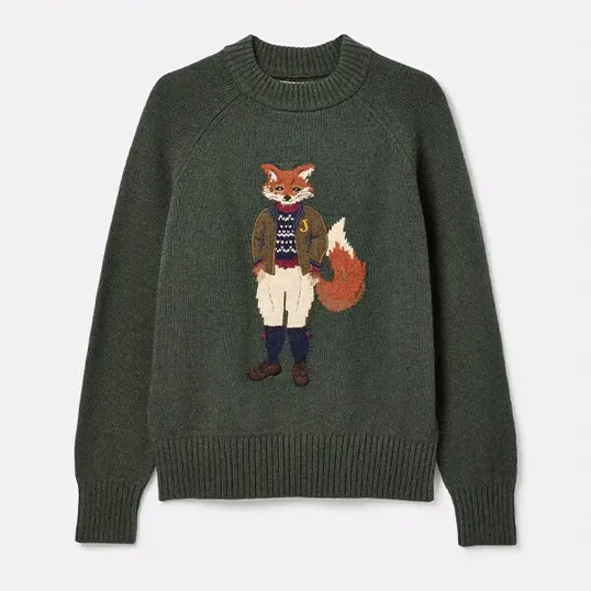 Joules Dark Green Jonty Intarsia Knit Jumper