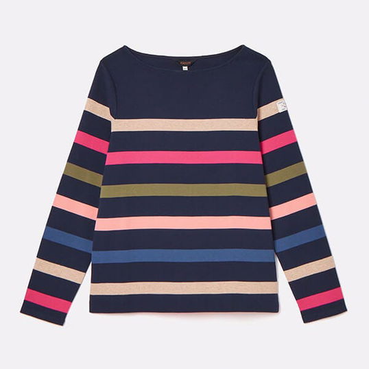 Joules Navy Muti Stripe Harbour Long Sleeve Jersey Top