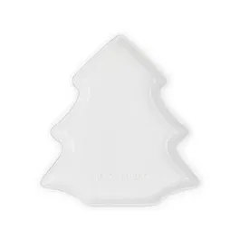 Le Creuset White Stoneware 19cm Christmas Tree Plate