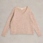 White Stuff Textured V Neck Jumper Natural Multi