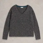 White Stuff Textured V Neck Jumper Teal Multi