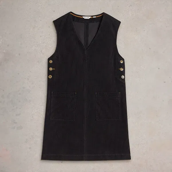 White Stuff Maple Corduroy Pinny Dress Pure Black
