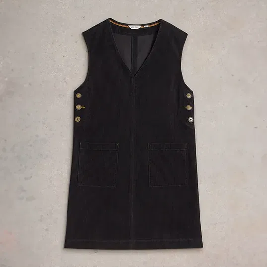 White Stuff Maple Corduroy Pinny Dress Pure Black