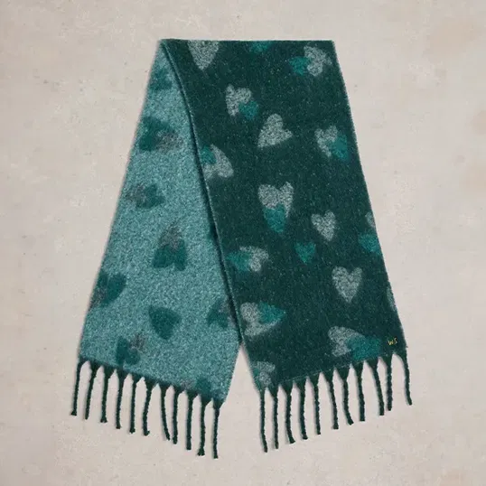 White Stuff Shelly Brushed Scarf Teal Multi