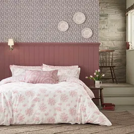 Burleigh For Bedeck Asiatic Pheasants Duvet Cover Set Single Pink