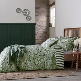 Burleigh For Bedeck Hibiscus Duvet Cover Set Single Green