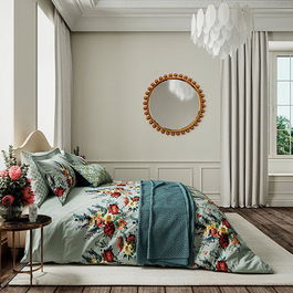 V&A Botanical Harmony Duvet Cover Set Double Teal/Claret