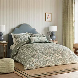 Sanderson for National Trust Tilia Lime Duvet Cover Set King Size Soft Teal