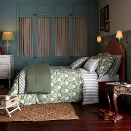 Joules Juliette Stamp Green Duvet Cover Set King Size Green