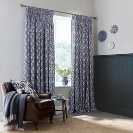 Burleigh For Bedeck Calico Lined Curtains 90x72 Blue