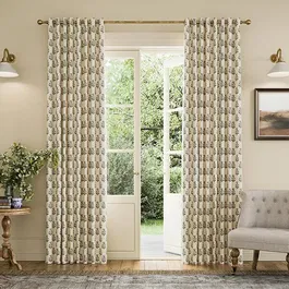 Joules Chamomile 90x54 Lined Curtains Oat/Lilac