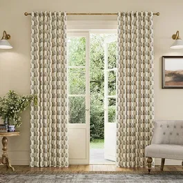 Joules Chamomile 90x90 Lined Curtains Oat/Lilac