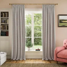 Joules Floral Foulard 66x54 Lined Curtains Blue/Creme