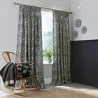 Burleigh For Bedeck Regal Peacock Lined Curtains 90x90 Charcoal/White