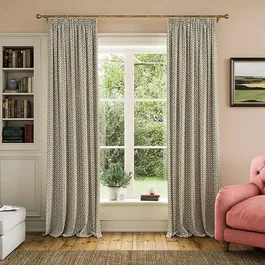 Joules Floral Foulard 66x72 Lined Curtains Creme/Green
