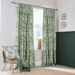 Burleigh For Bedeck Hibiscus Lined Curtains 90x72 Green