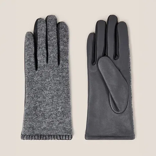 White Stuff Lucie Leather Gloves Mid Grey