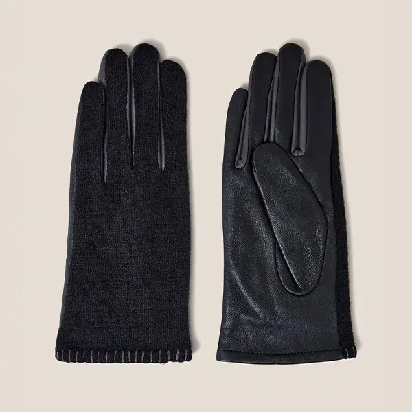 White Stuff Lucie Leather Gloves Pure Black