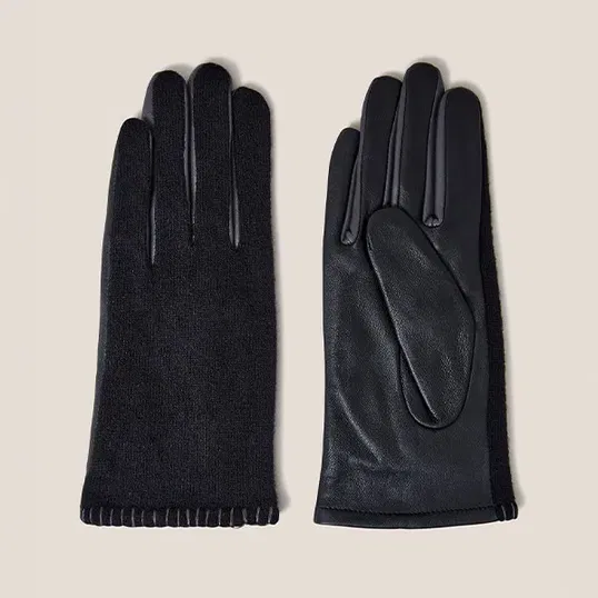 White Stuff Lucie Leather Gloves Pure Black