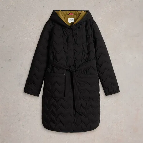 White Stuff Arlet Quilted Coat Pure Black