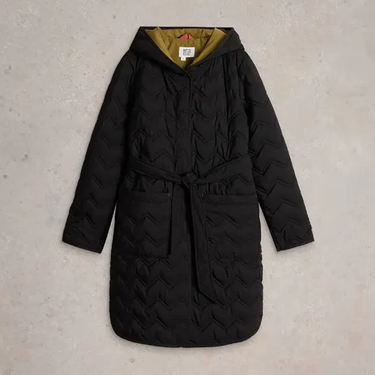 White Stuff Arlet Quilted Coat Pure Black
