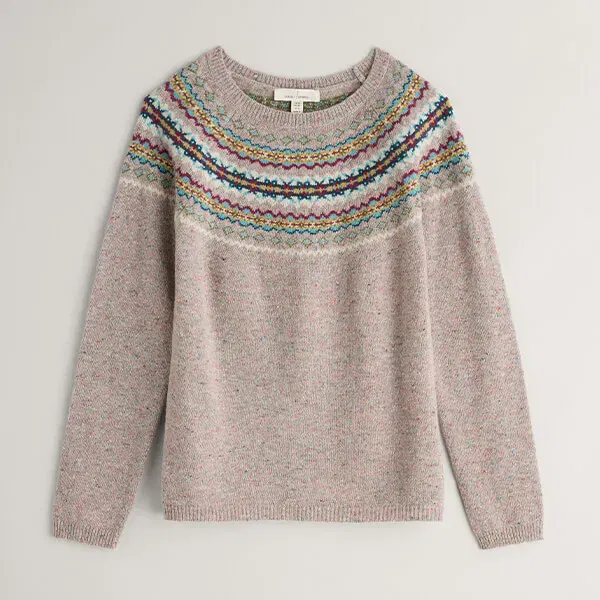 Seasalt Seas Edge Jumper Harlyn Pink Grass Multi
