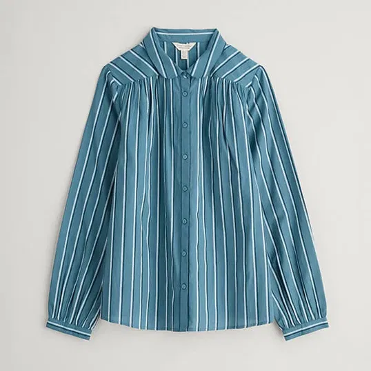 Seasalt Spiral Flight Striped Shirt Cornflower Starling
