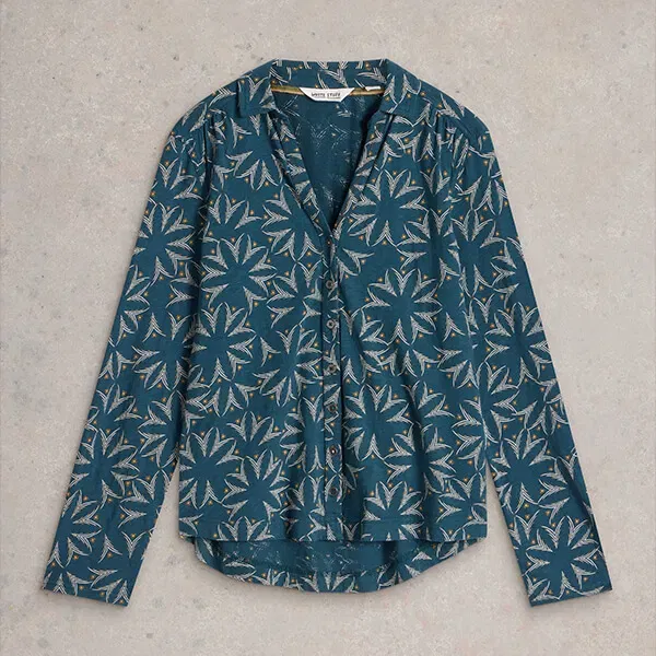 White Stuff Annie Jersey Shirt Teal Multi