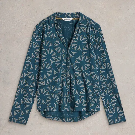 White Stuff Annie Jersey Shirt Teal Multi