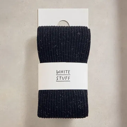 White Stuff Sasha Sparkle Ribbed Tights Dark Navy