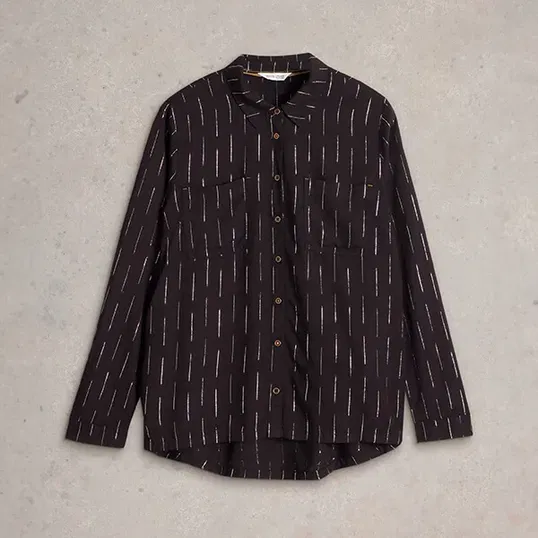 White Stuff Sophie Metallic Shirt Black Multi